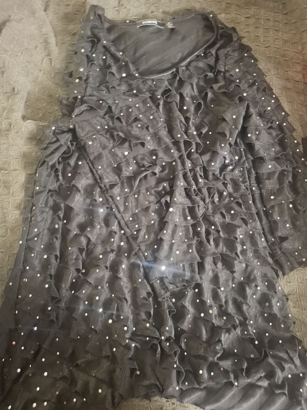 Elementz Black Ruffle Tunic with Silver Stud Accents